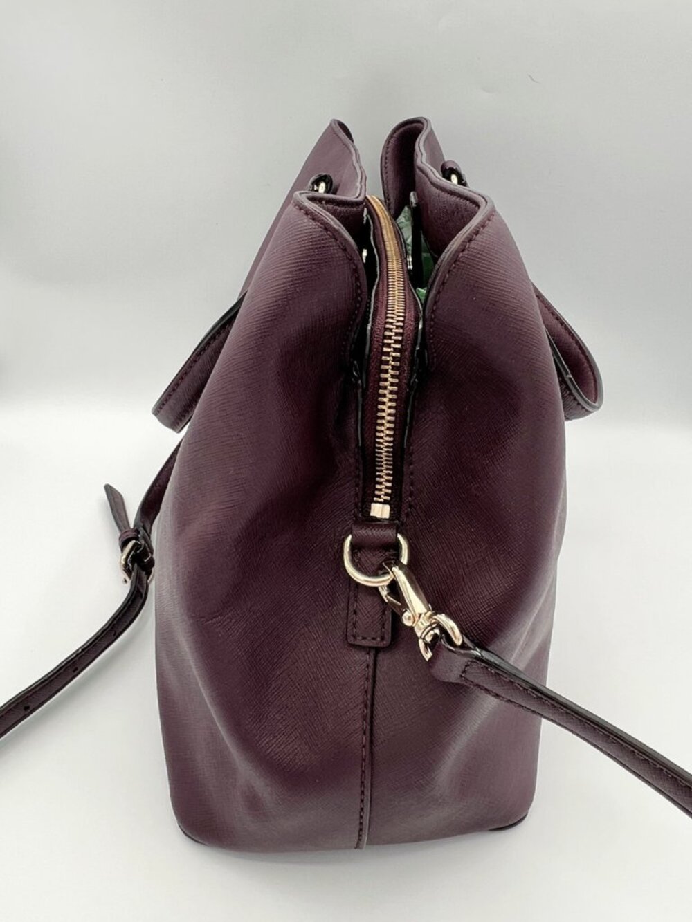 Kate Spade Laurel Way Evangelie Satchel Burgundy Saffiano Leather - Picture 4 of 14